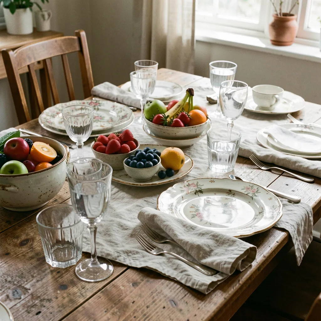 Detailed table setting composition