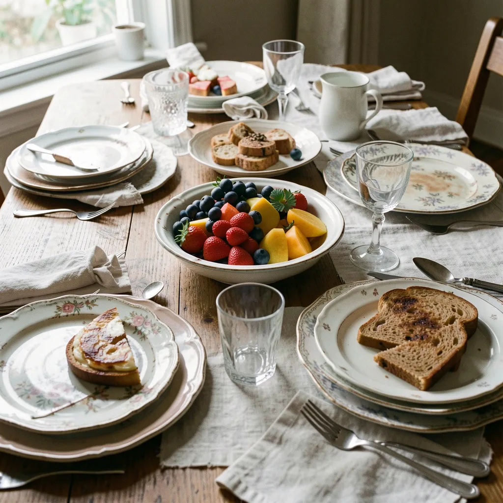 Table setting with proper height balance